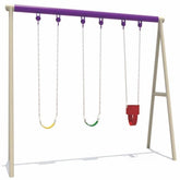 Huitich triple swing set with toddler seat featuring three swings for outdoor fun